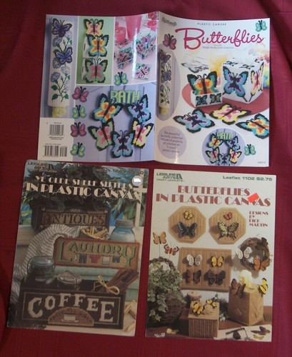 6 Plastic Canvas Butterflies Birds Birdhouse Shelf Sitters Coffee Laundry Toys - Picture 3 of 3