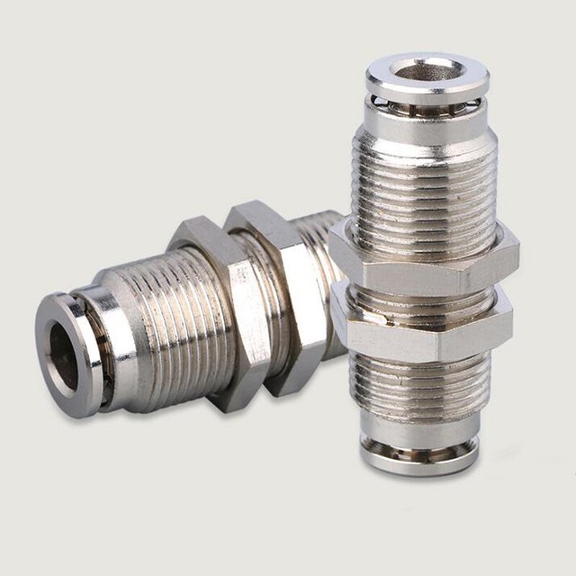 High Pressure Straight Pneumatic Bulkhead Connector Coupler Air Push In