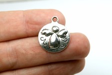 Angel Charms Round Disk Antique Silver Tone 21 x 18 mm US Seller 658