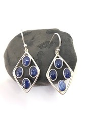 Beautiful Blue Sapphire Dimond Shape Drop Dangle Earring For Every Day Use 1017