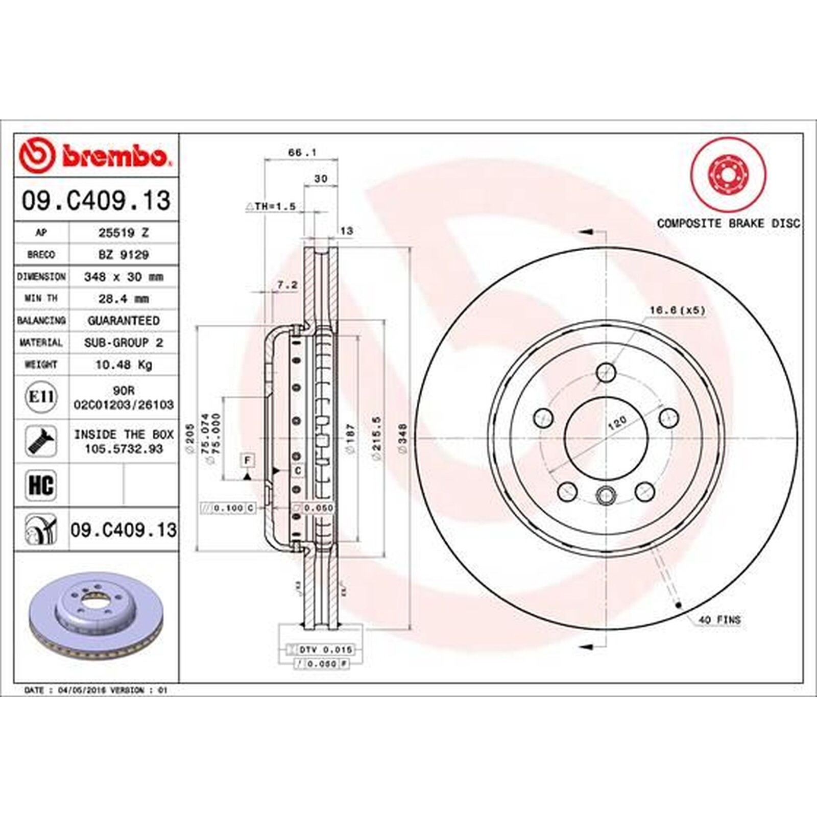BREMBO Composite Brake Disc 09.C409.13