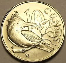 Rare Gem Unc British Virgin Islands 1974 10 Cents~12k Minted~Kingfisher~Free Shi