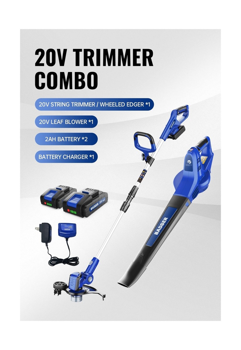 WILD BADGER POWER 20V Weed Eater/Wacker,Leaf Blower,Wheeled Edger