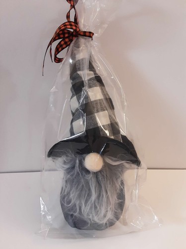Cinta naranja a cuadros blanca y negra gnomo de peluche de Halloween - Imagen 4 de 11
