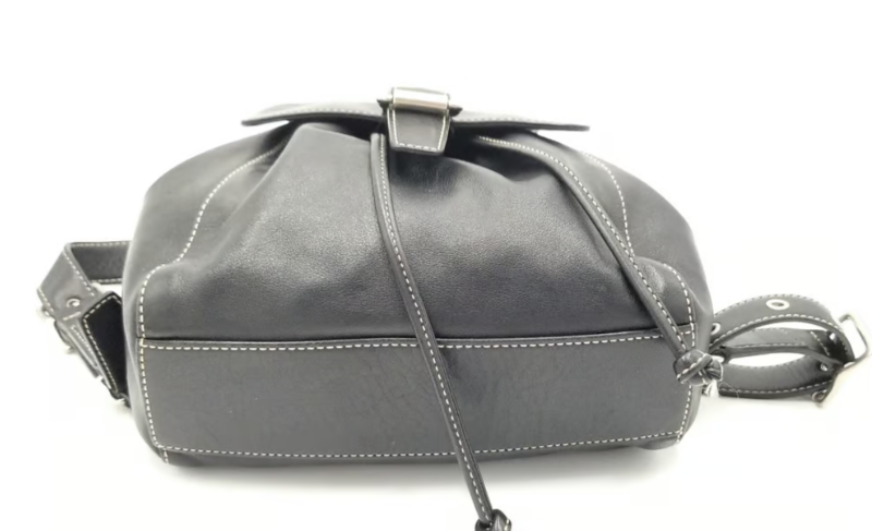 Coach 9569 Vintage Black Leather Drawstring Closure Backpack With