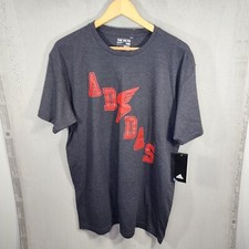 Adidas Shirt Mens Large Spell Out Logo Gray The Go To Tee