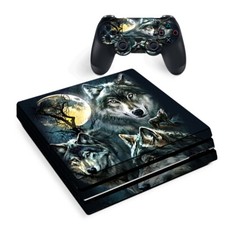 PS4 Pro Console Skins Decal Wrap ONLY - 3 Wolves Moonlight