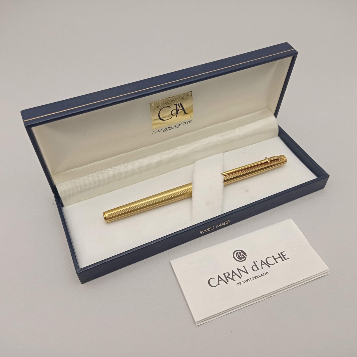 80s　Caran d'Ache　エペ 万年筆 14K EF ゴールド CARAN d`ACHE AMBASSADOR GOLD PLATED FOUNTAIN PEN 14K F NIB VINTAGE