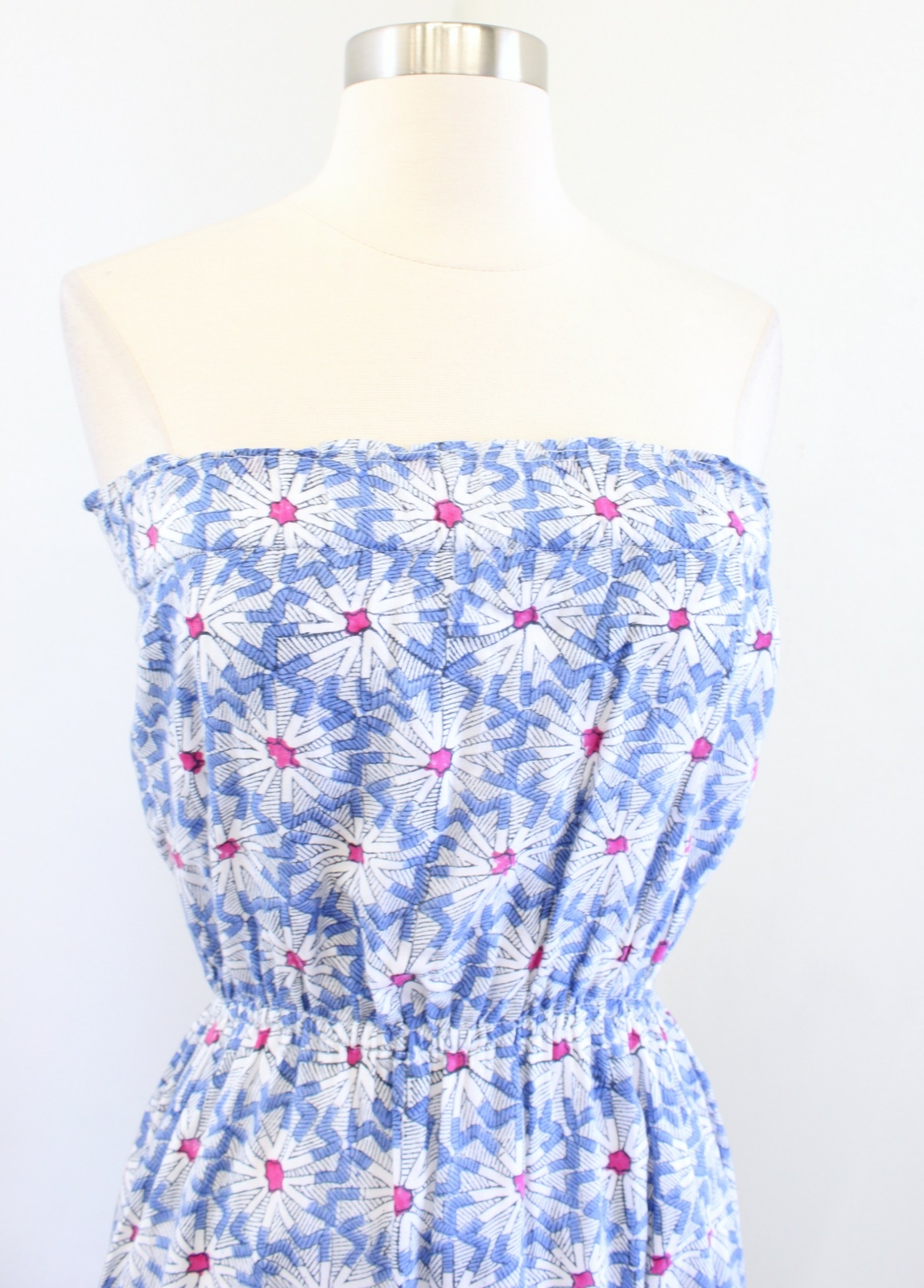 Roberta Roller Rabbit Blue Printed Strapless Tass… - image 6