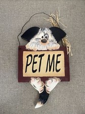 Wall Art Wooden Dog  Pet Me  Sign