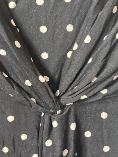 NWT SOMA Dress Womens Large 3/4 Sleeve V Neck faux Wrap Black Polka Dot Career - Picture 5 of 8