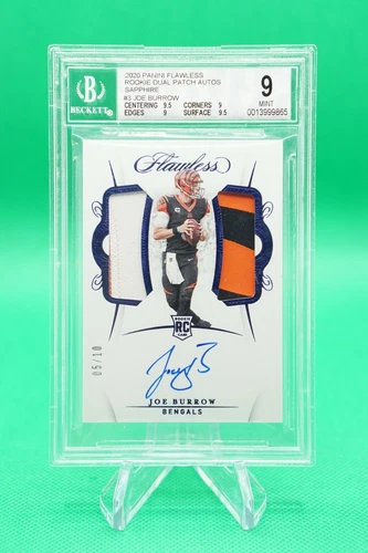 2020 Flawless Rookie Dual Patch Auto Sapphire #5/10 Joe Burrow RPA BGS 9 R6220J
