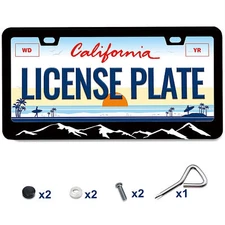 For Hyundai Accessories Mountain Raised Car License Plate Frame Cover Black J5