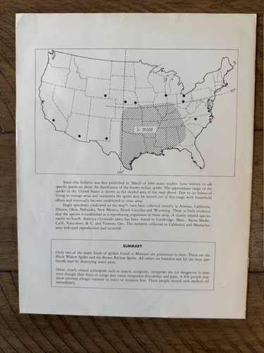 Rare 1969 POISONOUS SPIDERS VENOMOUS ARTHROPODS IN MISSOURI Curtis Wingo MIZZOU - Picture 2 of 3
