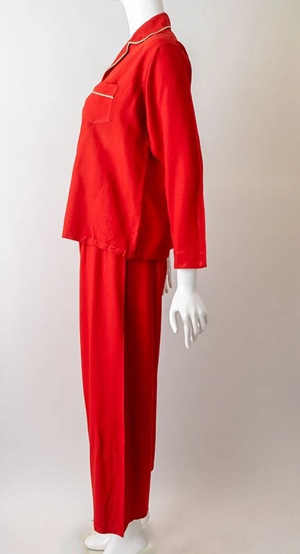 Pijama vintage años 50 gabardina roja "hombre a medida" rayón Harry Berger "Tommies" Foto 4 de 4