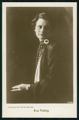 Postcard actress Eva Fiebig with dedication 1929-art publisher Geo Kerner Bamberg