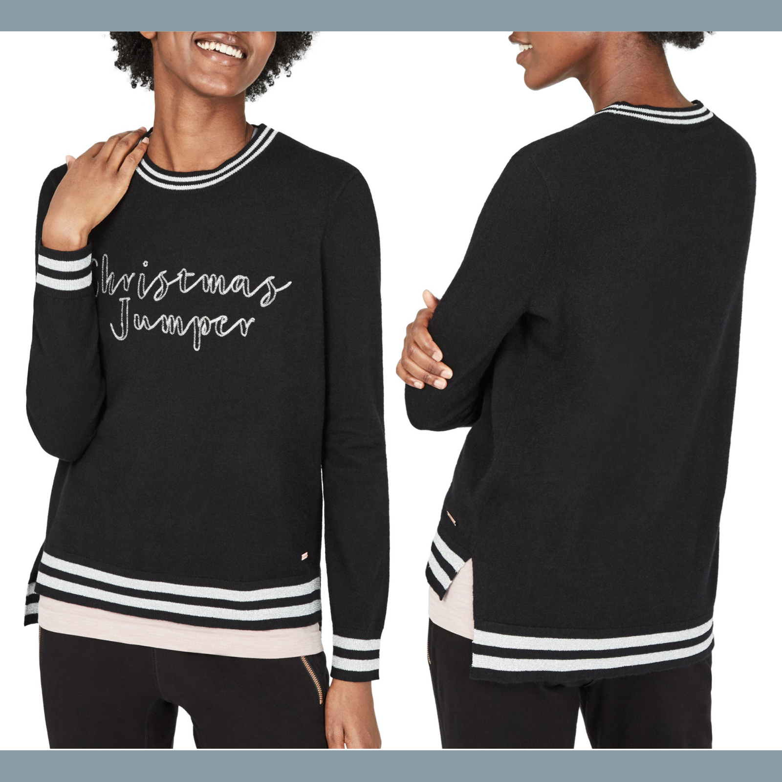 NWT $115 Sweaty Betty Christmas Embroidered Sweatshirt Black [SZ Medium ]  #3622 | eBay
