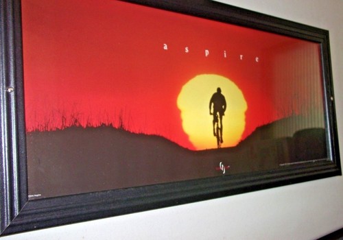 20 x 8 "ASPIRE" Motivational CYCLING Sunset BICYCLE Black WOOD Framed ART Decor - 第 6/12 張圖片