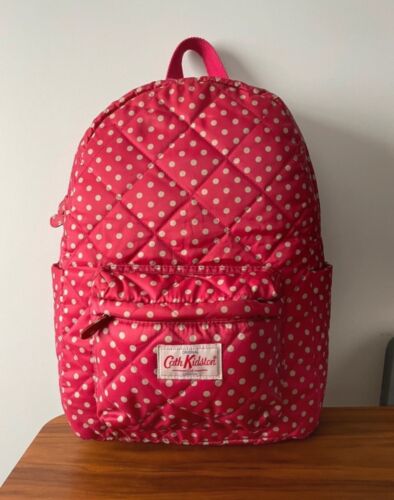 Cath Kidston Quilted Red Lightweight Large Backpack. Perfect For School/ Work - Zdjęcie 1 z 4