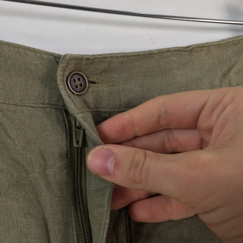 Forever 21 womens chino shorts size 29 khaki green linen blend 081505 - Image 3 of 4