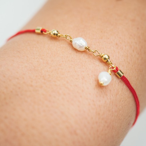 Lucky Red String Bracelet with Gemstones, Rosary Style, Birthstone Bracelet - Picture 10 of 19
