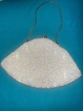 Vintage Handmade La Regale Ltd Off White Ivory Beaded Purse Clutch Bag