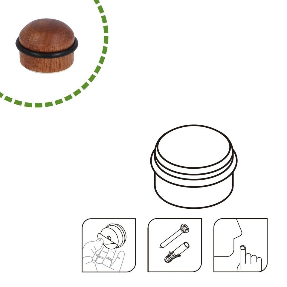 Türstopper Boden Türpuffer Holz Puffer selbstklebend Stopper zum Kleben Ø 34x28 - Bild 3 von 4