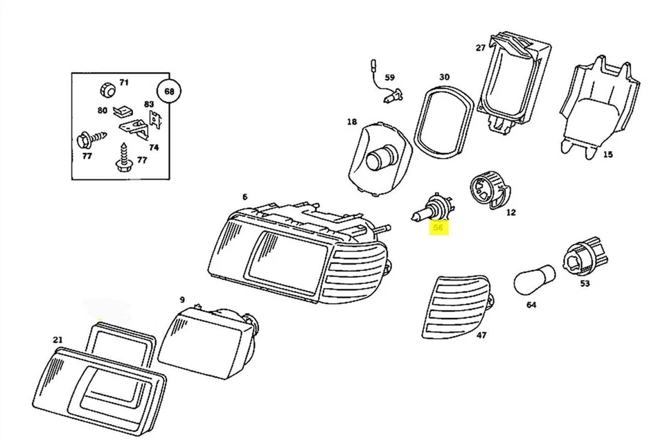 Bombilla Faro Mercedes Doble Viga, Nuevo OEM W124 W126 R129 W201 EE. UU. Foto 2 de 2