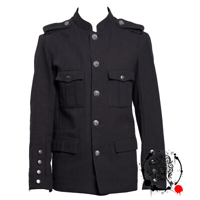Men's Gothic Black Military Coat - Steampunk Victorian Style