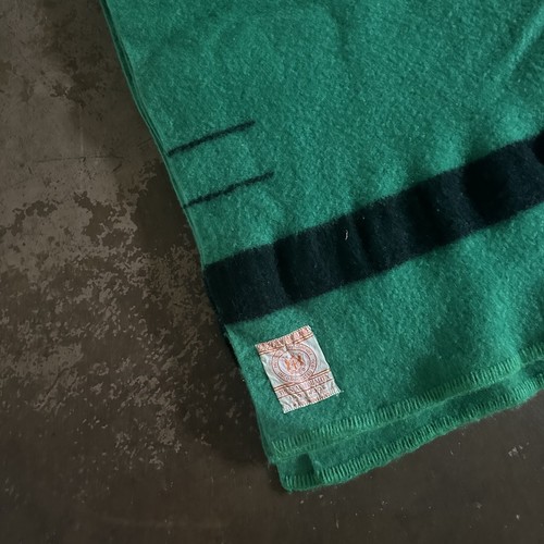 1934 thru 1940 Hudson Bay Stacked Label 2 Point GREEN 100 Wool Blanket