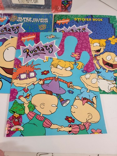 1987 5pc LOT The Rugrats Movie Coloring Book Activity Books RARE NEW Landoll's - Foto 5 di 12