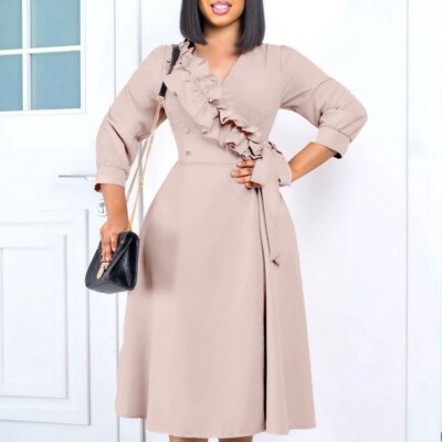 white christmas dresses Point 3/4 Sleeve Maxi Dress main image 0
