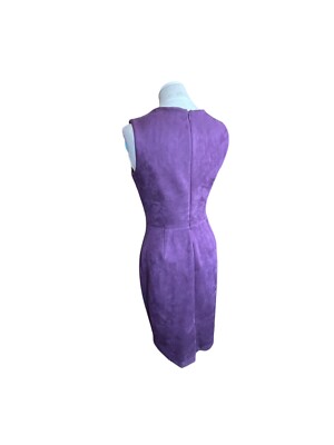 calvin klein purple dress with gold zipper Calvin Klein Purple Faux Suede Bodycon Sheath Dress Zip Front Stretch Size  2