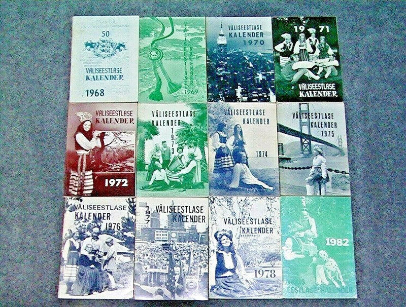 12 VALISEESTLASE KALENDER (Foreign/Expatriate Estonian) 1968-78, 1982 Calendar