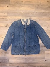 Vintage Crossroads Denim Chore Jacket Medium Zip Up Barn Coat Workwear