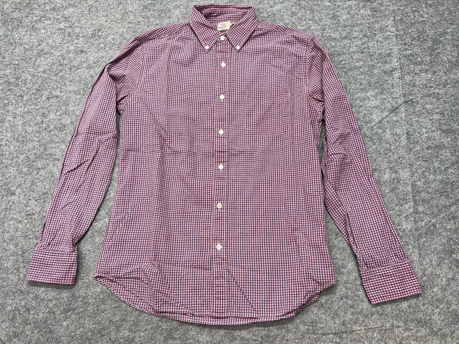 Faherty Shirt Mens Medium Pink Plaid Flannel Cotton Button Pocket Outdoor Casual