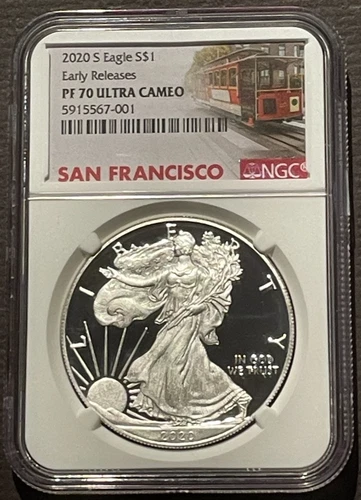 2020-S $1 SILVER AMERICAN EAGLE Trolley Car NGC PF70 Early Releases : 08043