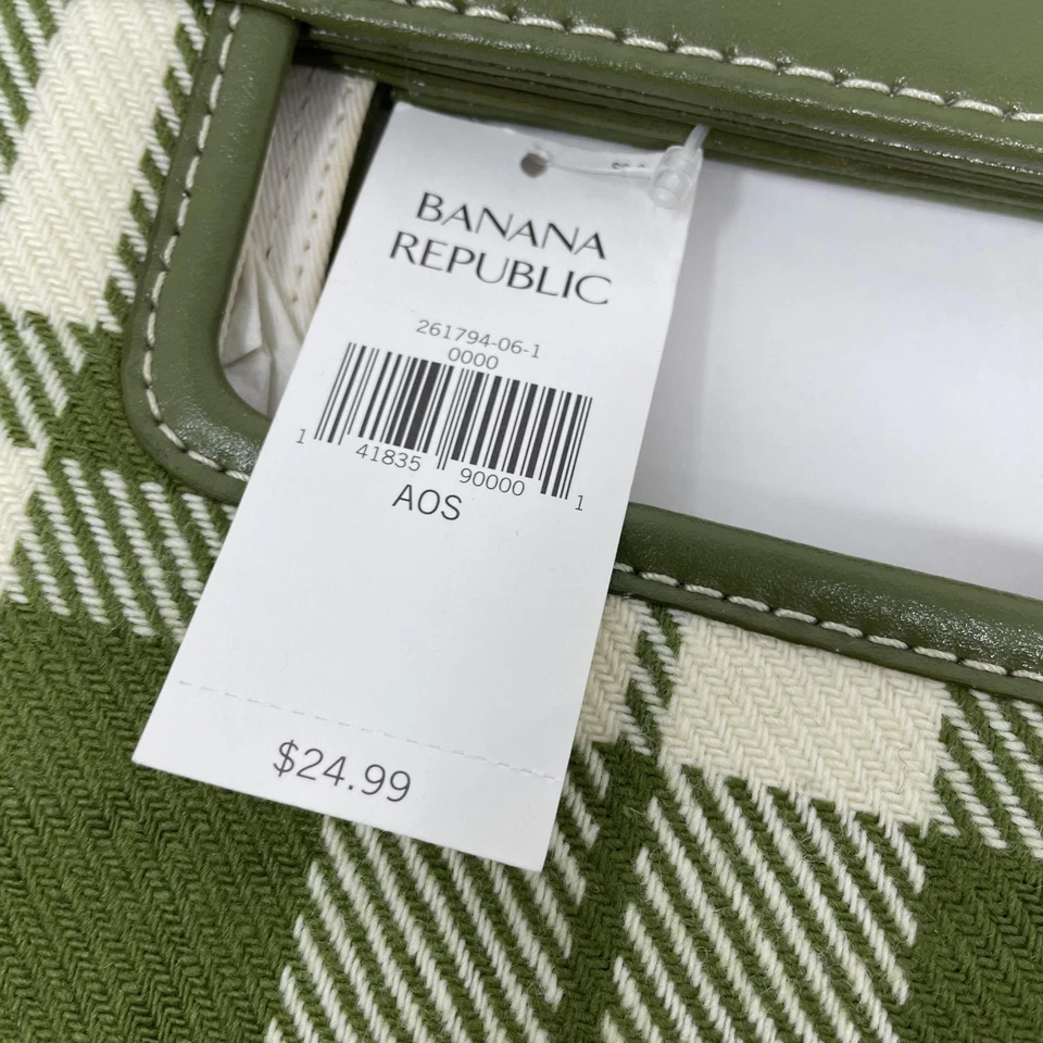 Bolso de mano vintage Banana Republic para mujer talla única cuero de lana a cuadros verde Foto 2 de 4