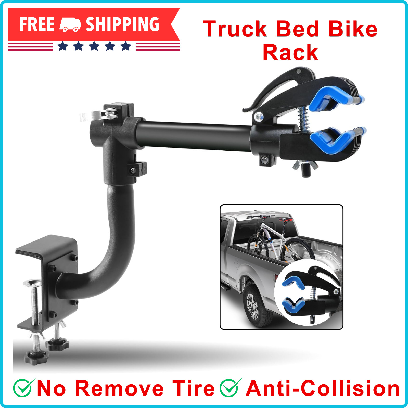 Truck Bed Bike Rack, Pickup Bed Bike Mount For Standard Pickup W/ Anti-Collision