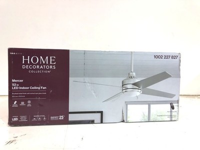 Home Decorators Mercer 52 in. LED Indoor Brushed Nickel Ceiling Fan SEALED