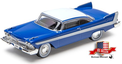 #ad NEW Denver Diecast Menards Blue w White Trim 1958 Plymouth Fury 1 48 Scale NIB $10.61