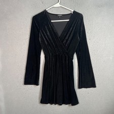 Express Womens Size XS Black Velvet Long Sleeve Wrap Dress