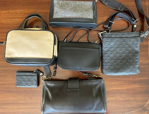 4 Vintage Leather Coach Bag Purse Lot Black and Coin + Unbranded Satchel by Coach, $248 - Photo 2