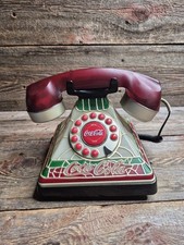 Coca-Cola Light Up Push Button Landline Telephone Stained Glass Look UNTESTED 