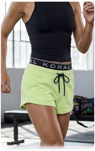 KORAL Side-Strape Running Shorts Women's Size XL Black Lime