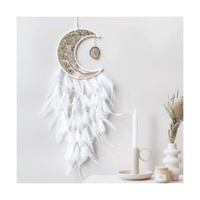 Moon Dream Catchers with Chakra Gemstone Agate Stone, Crystal Tree Life Dream...