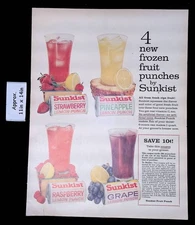 1960 Sunkist 4 New Frozen Fruit Punches From Fresh Ripe Fruit! Print Ad 52615