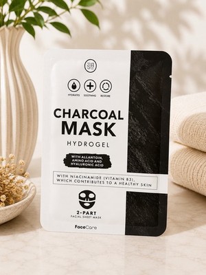 Charcoal Hydrogel Tuchmaske   Feuchtigkeit, Beruhigung & Pflege mit Niacinamid