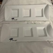 2 Arte Casa Portugal Divided Serving Dishes H Lomatzsch Blue Floral Design 10x4”