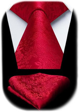 Men Floral Ties Woven Classic 3.4" Necktie Set Formal Tie Pocket Square for Wedd